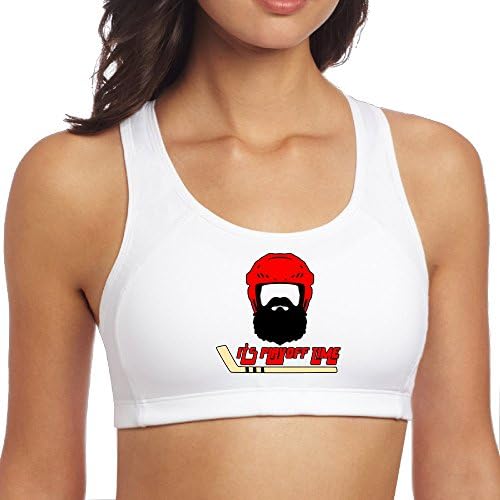 Woman's Funny Hockey Beard Logo Print Light Yoga Sports Bra