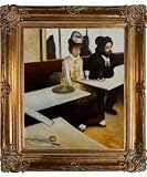 Art Reproduction Oil Painting - Degas Paintings: L'absinthe with Renaissance Bronze Frame - Bronze Finish - 30 X 34 - Hand Painted Framed Canvas Art