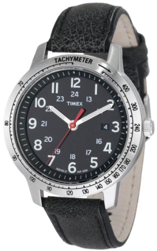 Timex Men's T2N639 Weekender Sport Black Distressed Leather Strap Watch