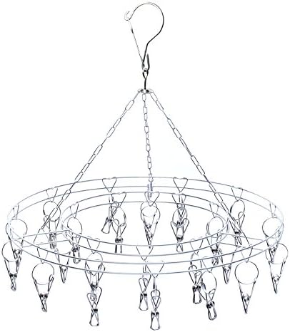 Vecent Premium Laundry Clothesline Hanging Rack for Drying Clothing Set of 24 Stainless Steel Clothespins Round