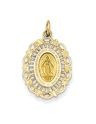 14k Yellow Gold Graceful Miraculous Religious Medal Charm