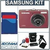 Samsung Digimax L200 Digital Camera kit, Red with 2 GB SD Memory Card, Tripod, Camera Case, Card Reader with 2.0 USB Cable ,Cleaning Kit & Media Case