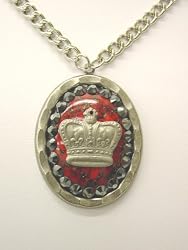 Rocker Jewelry Metal, Stone and Crystal Rock Royalty Crown Pendant Unisex Rocker Necklace
