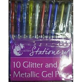 10 x Glitter and Metallic Gel Pens - Stationery