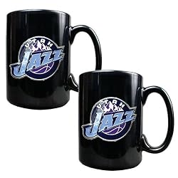 Utah Jazz NBA 2pc Black Ceramic Mug Set - Primary Logo by Great American Products