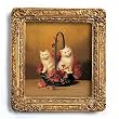Two White Kittens - Gold Frame Magnet with pop-out easel (2-3/4" x 2-1/2")