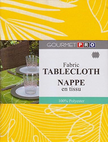 Tropical Breeze Leaf Print Fabric Tablecloth (52 x 70 Rectangle/Oblong, Yellow)