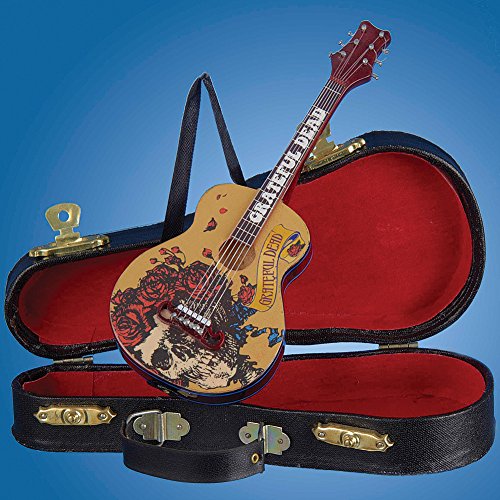 Grateful Dead Skull And Roses Miniature Guitar Shaped Ornament With Case