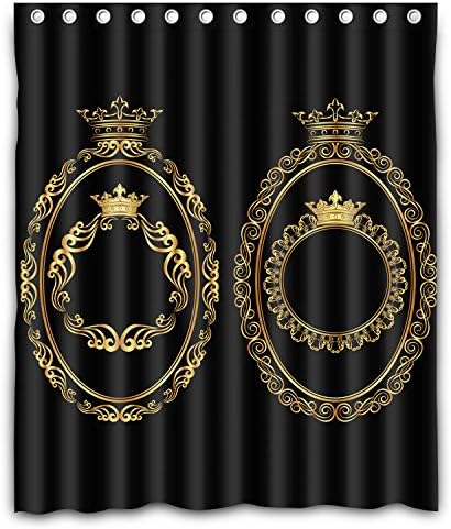 NLBH Designs Set of golden borders with crown Window Curtains/drape/panels/treatment Polyester Fabric Bedroom