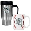 Florida Marlins MLB Stainless Steel Travel Mug & Gameball Ceramic Mug Set - Primary Logo by Great American Products