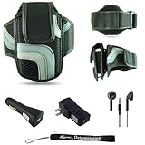 Black Adjustable Deluxe Sportband / Workout Armband with Adaptable Neck Str ....