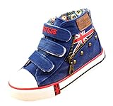 (コ-ランド) Co-land 子供 キッズスニーカー 男の子 女の子 キャンバスシューズ ハイカット 米字図案 男女児 ジュニア スポーツ靴 通学通園 ネイビー 20.5cm