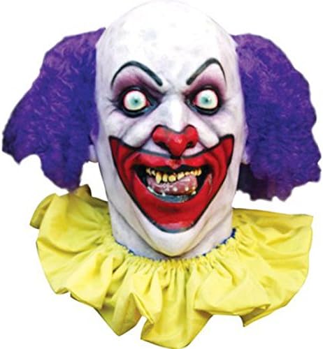 Scary Masks For Halloween For Adult Evil Spooky Clown Mask With Purple Hair And Leering Look Scary Creepy Costume Full Over The Head Face Protective Latex One Size Halloween Accessory