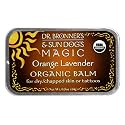 Dr. Bronner's  Magic Organic Body Balm for Dry/Chapped Skin or Tattoos, Orange Lavender, 0.5-Ounce Tins (Pack of 3)