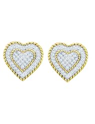 10K Yellow Gold 0.33CT White Diamond Heart Earrings