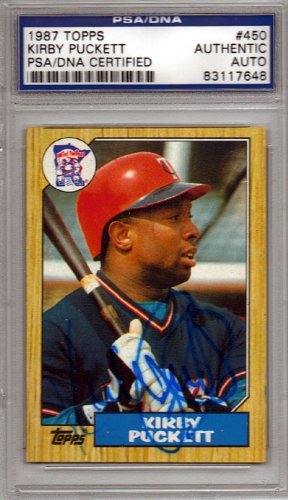 Kirby Puckett Autographed/Hand Signed 1987 Topps Card PSA/DNA Slabbed #83117648