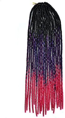 Colorlife 1 Pack 20" Black to Dark Purple to Rose Pink Color Soft Dread Lock Crochet Braid Hair Extension Synthetic Braiding Hair