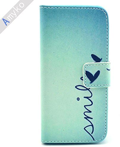 amyko-Colorful fashion Wallet Case Cover for Apple Iphone 5C & Flip Stand + Magnetic Clip Credit Card Slots +PU Leather case - blue(Heart)