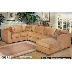 3 pcs Sectional Modern Fabric Sofa Set, Item#BQ-098P1-CAMEL