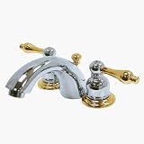 Kingston Brass KB944L Victorian Twin Brass Lever Handle Mini Widespread Bathroom Sink Faucet - Polished Chrome With Brass Trim