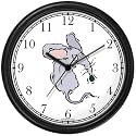 Grey Mouse or Rat Cartoon Animal Wall Clock by WatchBuddy Timepieces (Black Frame)