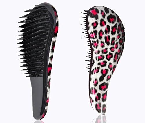 Global Hand Detangler Hairbrush, Ultimate Detangling to Straighten Tangled Thick, Natural, Long, Short, Wet or Dry Hairs Without Pain, Best Detangle Comb for Babies, Kids, Women & Men, Pink Leopard