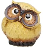 【信楽焼】首かしげふくろう （黄） (3号)約幅12×奥行き10×高さ11.5cm