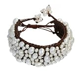 SilberDream Armband Perlen Geflecht wei� SDA002von "SilberDream"