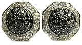 Black and White Diamond Circle Stud Earrings