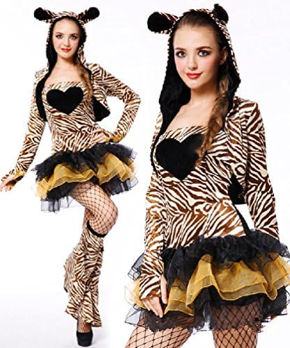 Ponce Halloween Kawaii Mouse Cute Tiger Striped Dress Halloween Cosplay Clothing