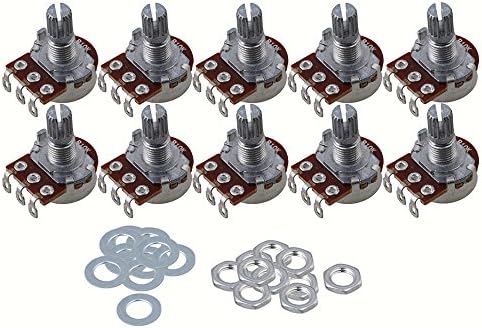 Yibuy B10k Short Shaft 15mm Linear Pot Guitar Tone Potentiometer for Electric Guitar Set of 10