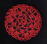 Red Star Pattern Crocheted Hair Bun Cover- LARGE