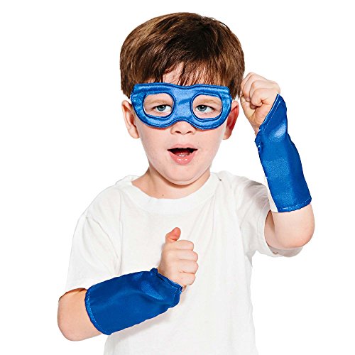 Blue Superhero Eye Mask and Powerbands - Kids