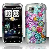 HTC Sensation 4G (T-Mobile) Blue Purple Flower on Silver Premium Design Sna ....