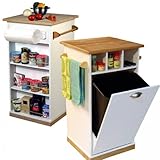 Kitchen Cart with Pantry (White/Natural) (18" x 18" x 35" H)