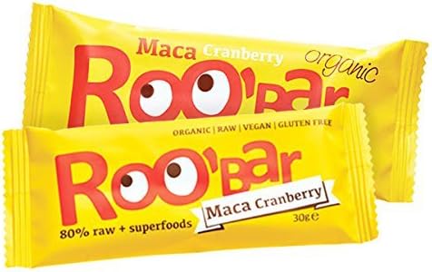 Kurabiinica Roo'Bar Maca Cranberry - 20 Bars (20X 30G) - Raw Superfood Bar (Organic, Vegan, Glutenfree, Raw)