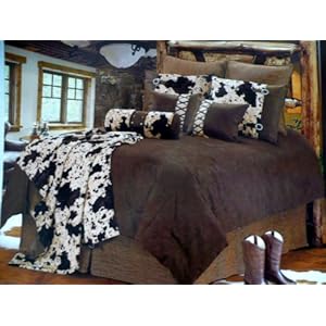 Western Bedding Tooled Cowhide 5 Piece Queen