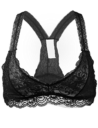 BEKDO Womens Soft Sheer Non-Padded Lace Racerback Pullover Bralette