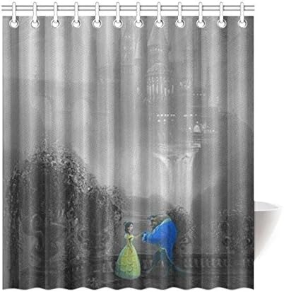 Disney Beauty And The Beast Shower Curtain W66"*H72"(with C-shaped hooks)