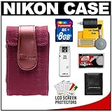 Nikon Coolpix 9621 Fabric Digital Camera Case (Plum) with 8GB HC Card + USB ....