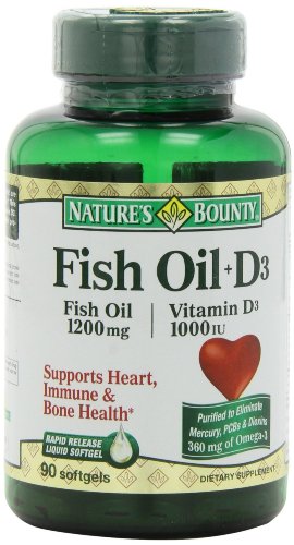Nature's Bounty Omega 3 plus D3 Fish Oil 1200 mg Vitamin D 1000 IU Softgels 90 softgels (Pack of 2)