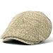 ililily Linen-Like Flat Cap Cabbie Hat Gatsby Ivy Irish Hunting Newsboy Hat, Beige, Medium