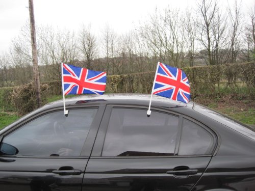 Two England Union Jack Car Flags White Red Blue