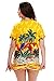 Funky Hawaiian Blouse Women Short-Sleeve Front-Pocket Surf Beach Sun Yellow