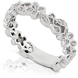 14k White Gold 1/5ctw Round Diamond Band
