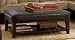 Ottoman with Open Shelf & Tufted Top Dark Brown Leather Like