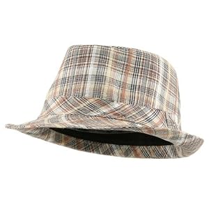 Cotton Plaid Fedora Hat - Brown W20S67A