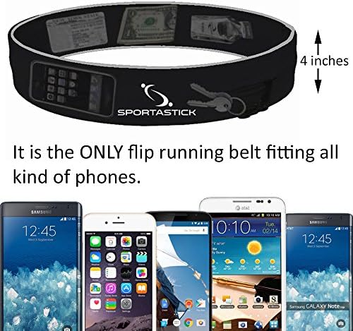 #1 Reflective Flip running Belt- Fits All Phones Included Iphone 6 Plus, Galaxy S6 Edge, World's Best Running Belt & Fitness Workout Belt on Waist, to Hold all Your Personal Belongings As Phone, Ipod, Shuffle, Mp3, Money, Cc, Nosh, Gum. While Running, Walking, Biking, Skiing, Jogging, Skating, Hiking, Workouts, Traveling. E.t.c.