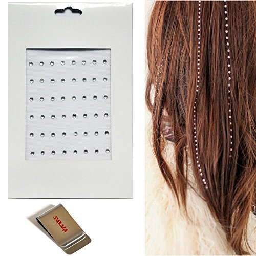 E Plaza 96 Iron On Hair Bling Hair Jewelry Hair Crystal Gems Rhinestones, New Fashion Hair Accessories Kit Decorations for Party, Proms, Birthdays, Weddings (clear)