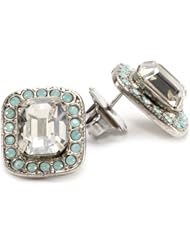 Sorrelli "Aegean Sea" Octagonal Crystal Silver Shade Round Pacific Opal Post Earrings